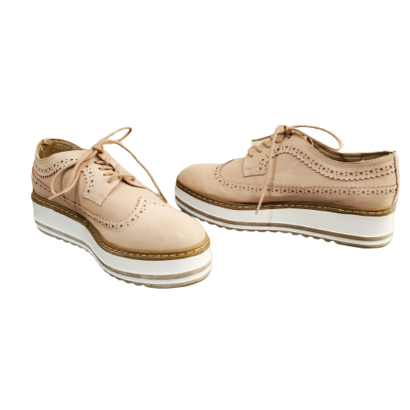 Seven Dials Bennett Platform Blush Pink Lace Up Oxfords Size 10 - Picture 1 of 10